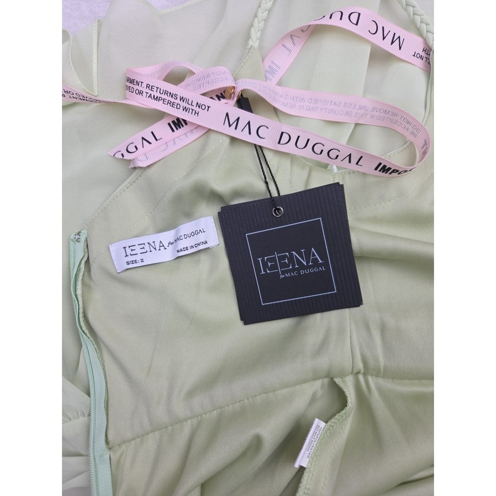 Mac Duggal Chiffon Braided Strap Tiered Formal Mini Dress Mint Green Size 2 NWT‎ - Picture 7 of 14